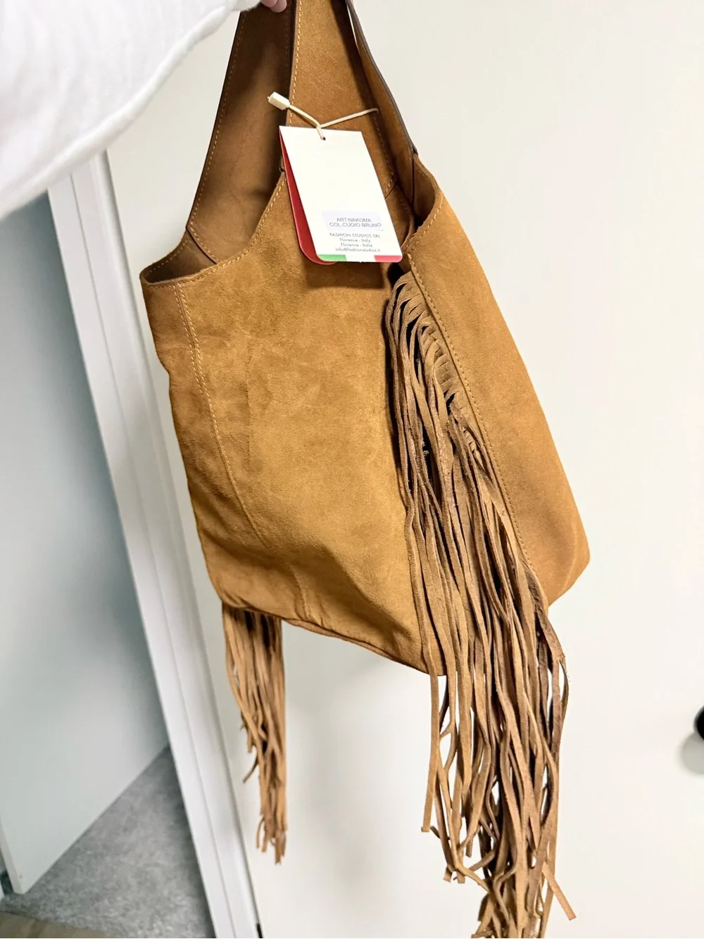 Genuine suede fridge hobo bag